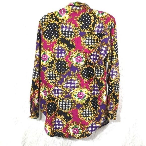 Andrew Sports Studio Women's Vintage Button Up Embellished Floral Sequence Shirt - Picture 5 of 10